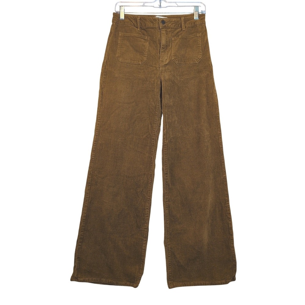 Corduroy Wide leg Brown Sailor front Pants Sz Md Forever 21 Retro Boho 70 Hippie